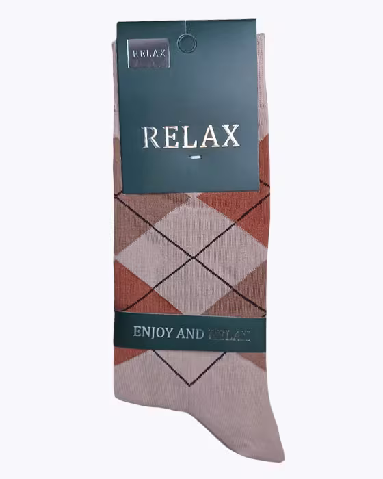 جوراب کلاسیک مردانه طرح هاشور لوزی RELAX